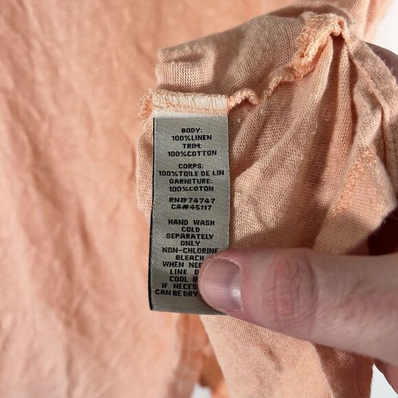 Bass Pro Shop 100% Linen Shirt Women's XXL Pink Short Sleeve Round Neck Light - Picture 5 of 6